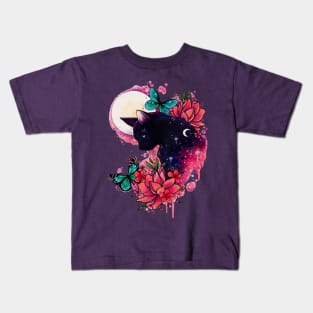 The Midnight Cat design by Lorna Laine Kids T-Shirt